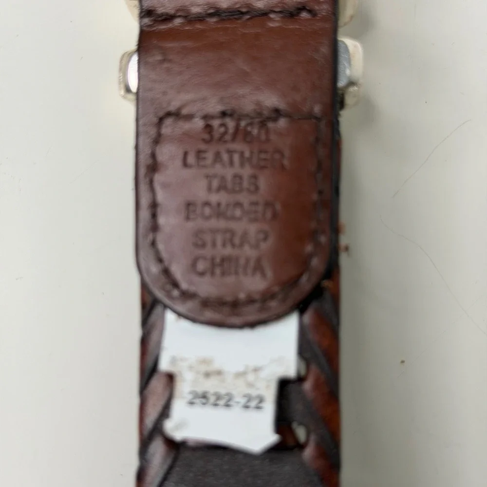Unbranded Woven Belt Womens Brown Braided Leather Silver Buckle Boho 32/80